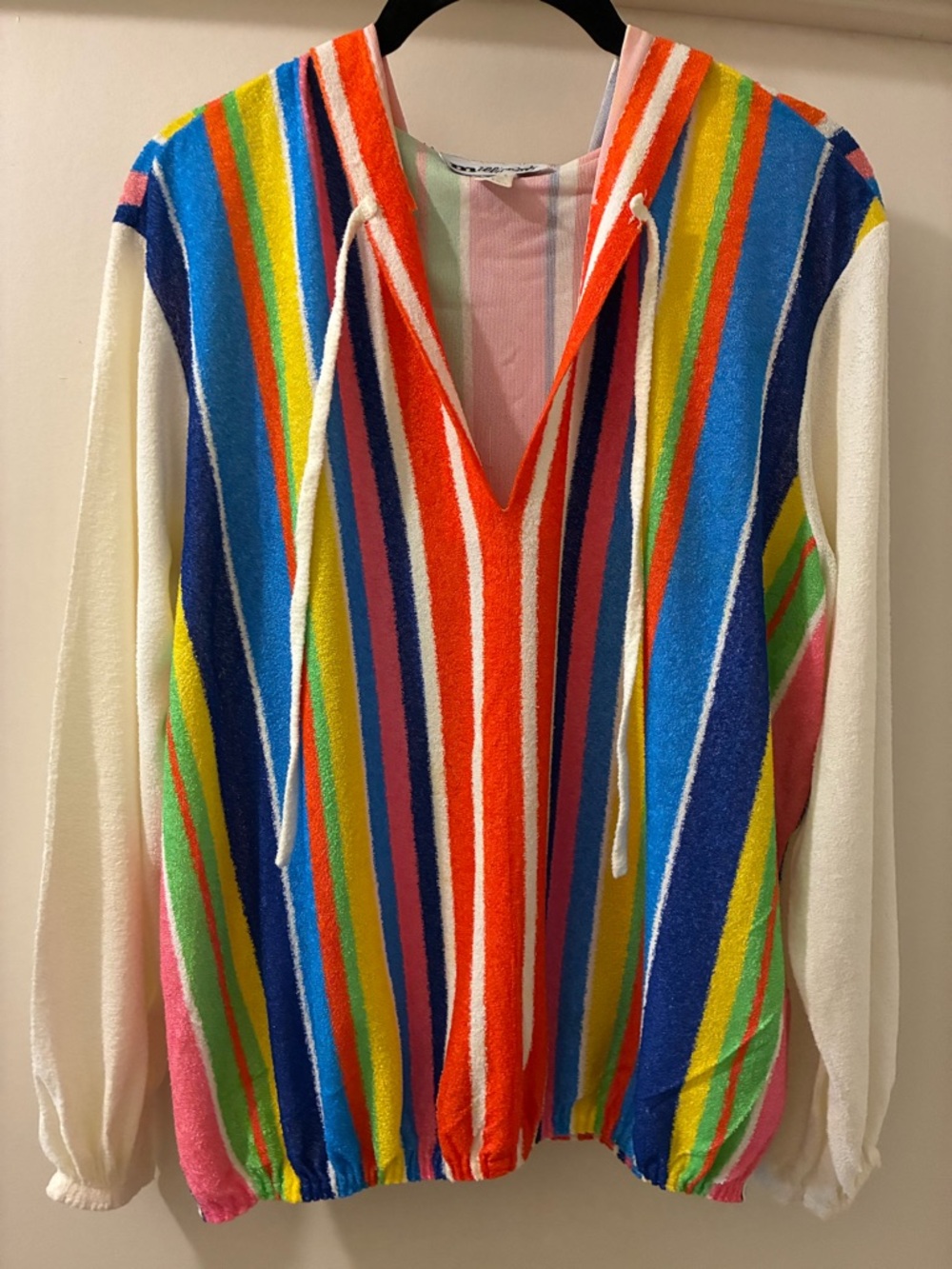Vintage Millicent Rare Beach Festival Multicolor Striped Hooded Pullover